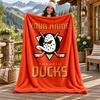 Anaheim Ducks Custom Name Flannel Blanket Personalized Soft Warm Plush Throw Blanket Customized Gift for Family Friends