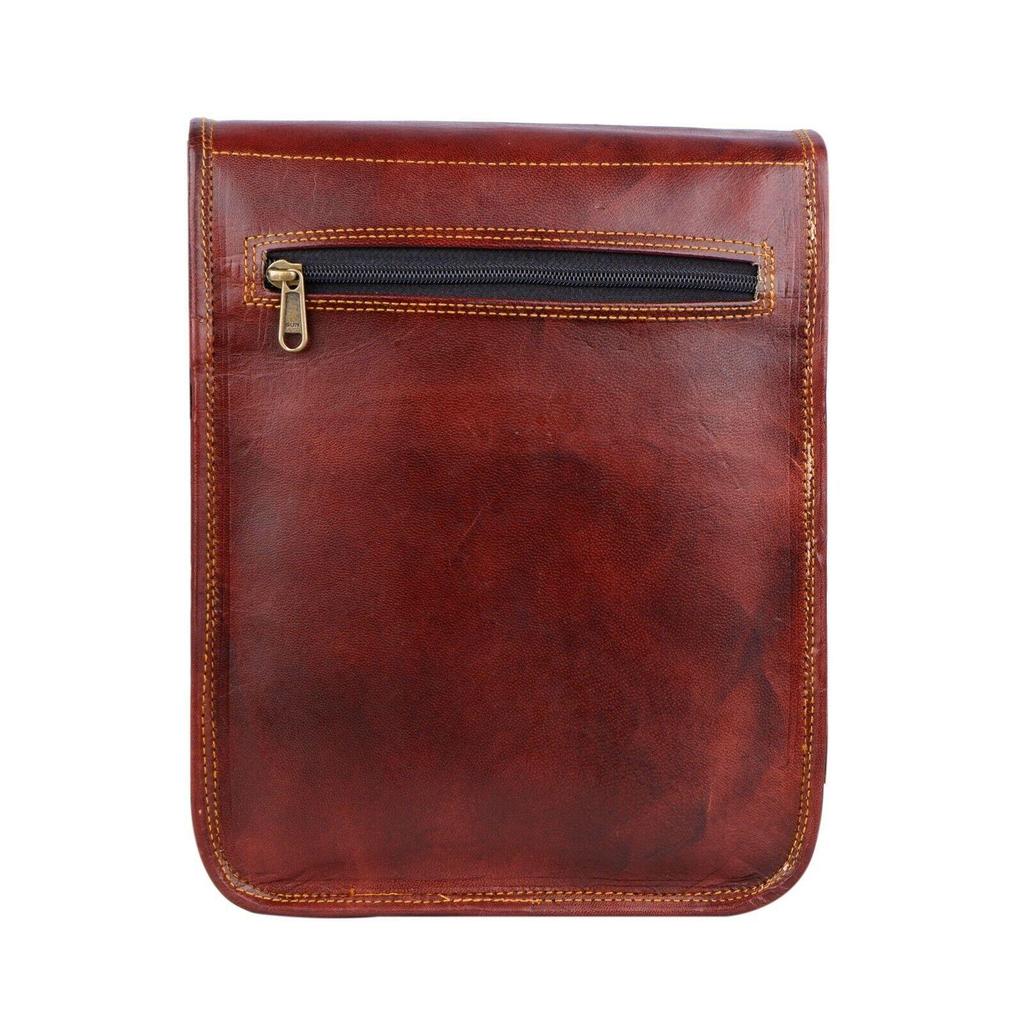 Real Goat Men's Leather iPad Bag | Vintage Leather Brown Travel Messenger Bag