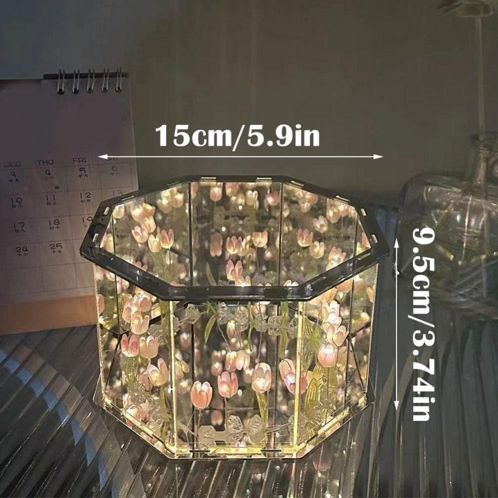 DIY Material Package Handmade Tulip Mirror Desktop Decoration Small Night Light  for Living Room