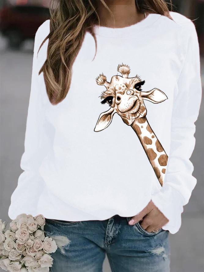 2026 Unisex Round Neck Giraffe Print Sweatshirt