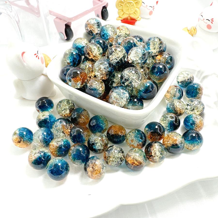 10mm Crackle Glass Round Beads, Loose Spacer Beads DIY Accessories for Bracelet Making 50pcs