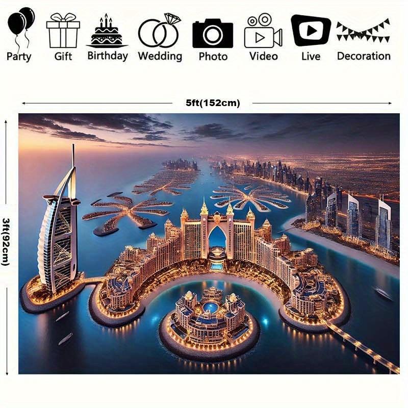 1 piece of background banner for the Dubai artificial island - Vibrant polyester fiber holiday decoration, suitable for families