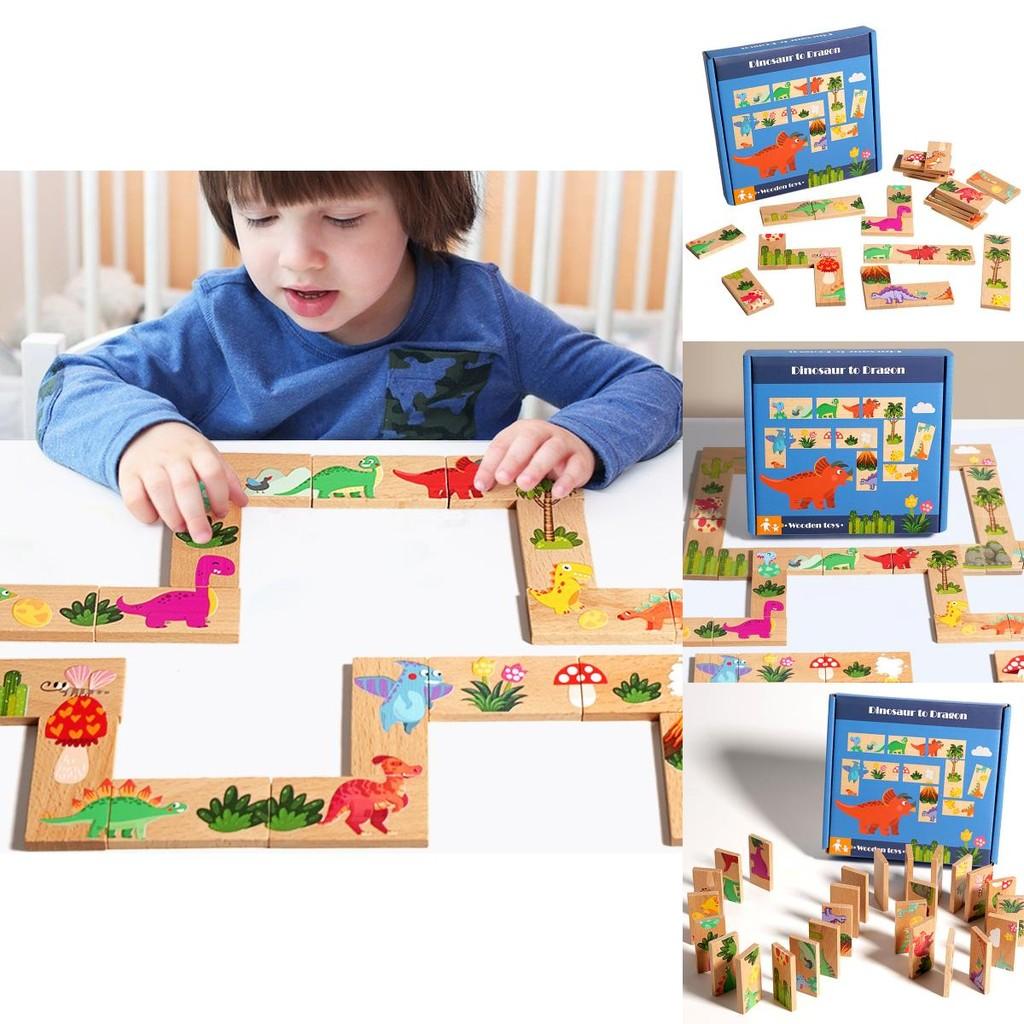 Dinosaur Stacking Puzzle Board For Kids Cognitive Play With Wooden Material