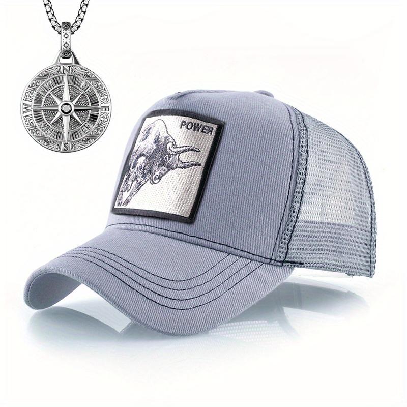 

Комплект из 2 мужских бейсболок, ожерелье, бейсболка в стиле хип-хоп, кепка с утиным языком, индивидуальность, ретро-указатель компаса, кулон, ожерелье, модная повседневная шляпа от солнца серый