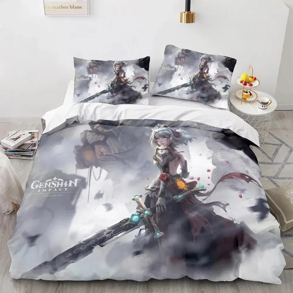 Gioco Genshin Impact Comforter Bedding Sets Quilt Bed Cover Duvet Cover Pillow Case Sets Bambini Taglia Adulto