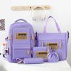 4pcs/set Backpack Female Junior High School Large Capacity High School College Style Schoolbag Outdoor anti backpack