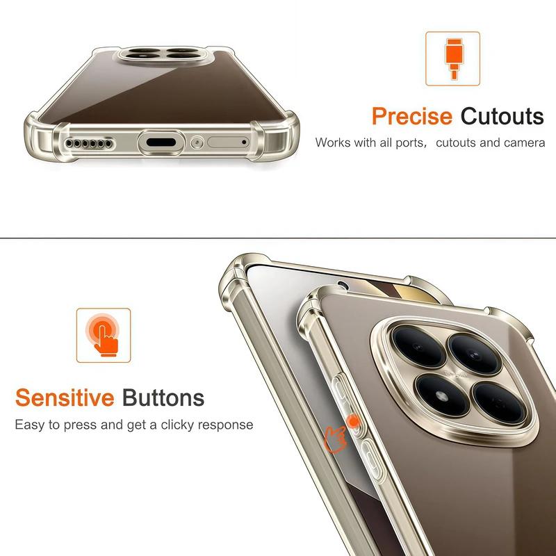 Four-Corners Shockproof TPU Case for Xiaomi Poco M8 F8 F7 Ultra X8 X7 X6 F5 F6 M7 M6 Pro Max C85 C75 M6 Plus C71 Clear Cover