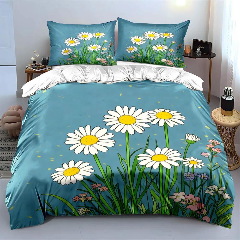 Floral Decorative Set for Home Soft Comfortable Duvet Cover Bedding Set Included 1*Duvet Cover & 2*Pillowcases gift