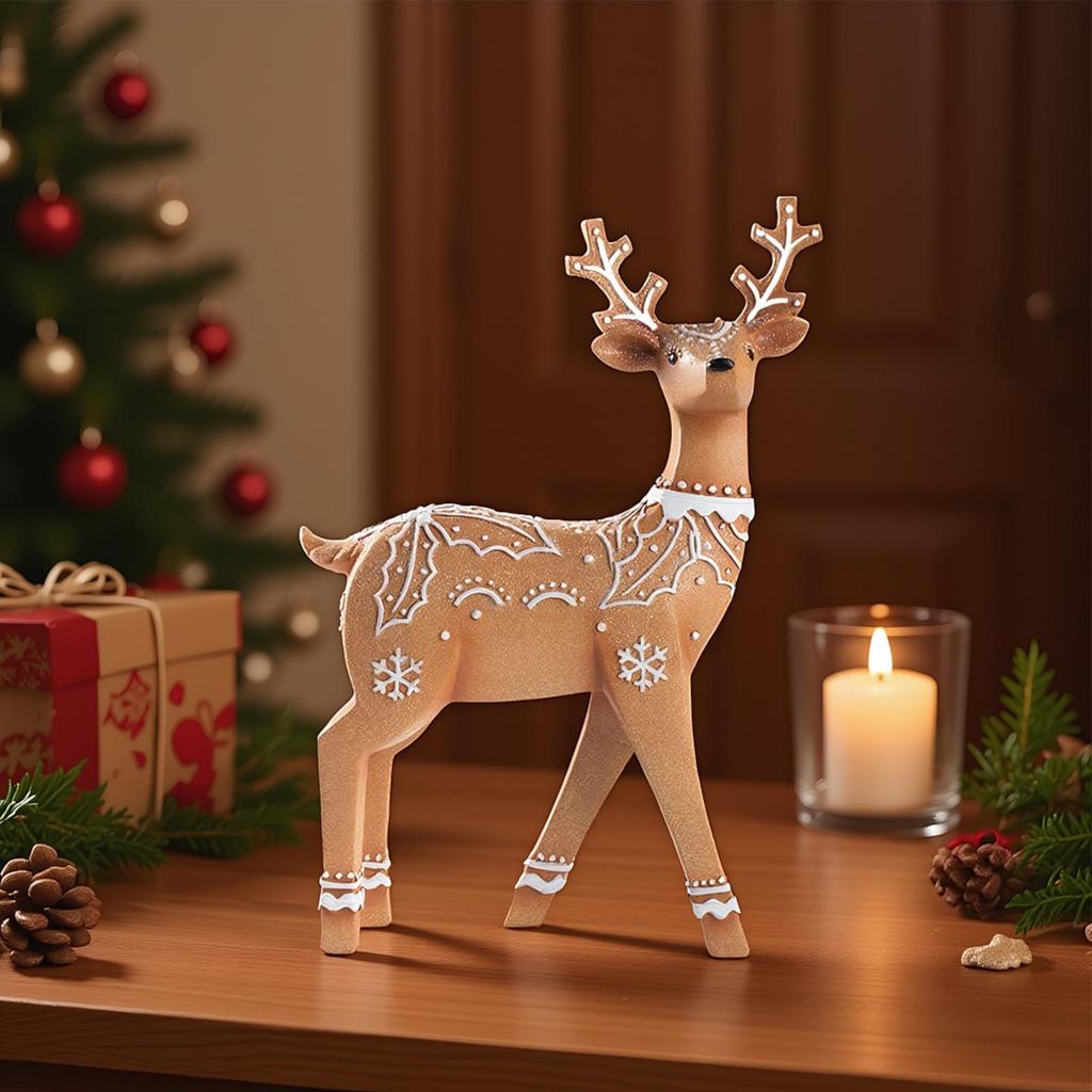 Christmas Deer Figurines Glitter Elk Statue Resin Deer Christmas Decor For Living Room Bedroom Photo Prop Home Nursery Bookshelf