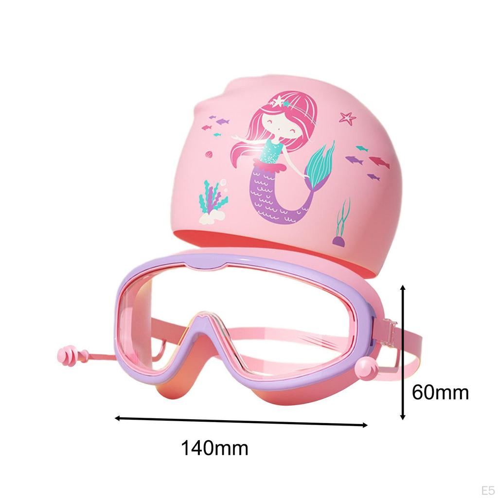 Kids Swim Goggles Swimming Cap Diving Googles Wide Vision Leakproof Glasses