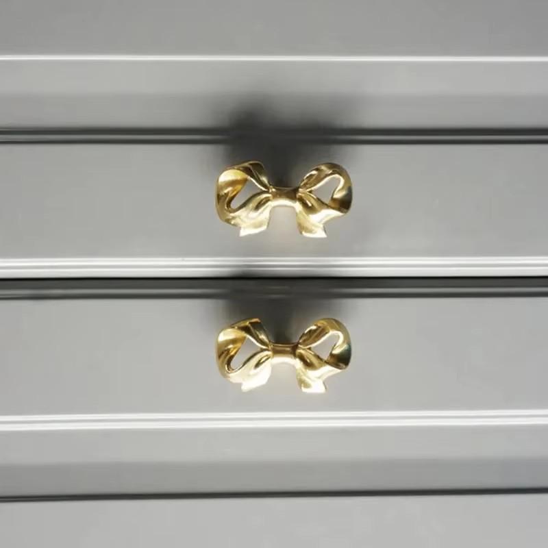 2/4PCS European Style Brass Bow Tie Cabinet Handle Bowknot Wardrobe Closet Cupboard Door Drawer Knobs Furniture Handles Pulls