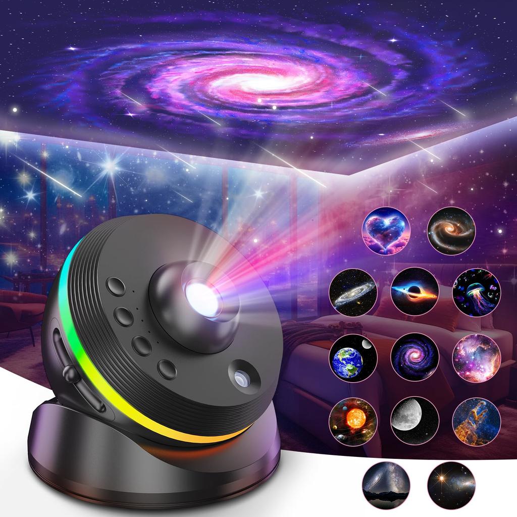 Space Mirror 6th Meteor and Star Projector Light 13 In 1 Multi-color Projector Starry Sky 3D LED Night Light Indoor Bedroom