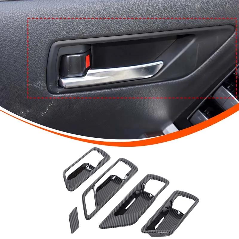 ABS Carbon Fiber Pattern Car Door Glass Lifting Panel Frame, Inner Handle Cover Sticker For Toyota Land Cruiser LC300 + LHD