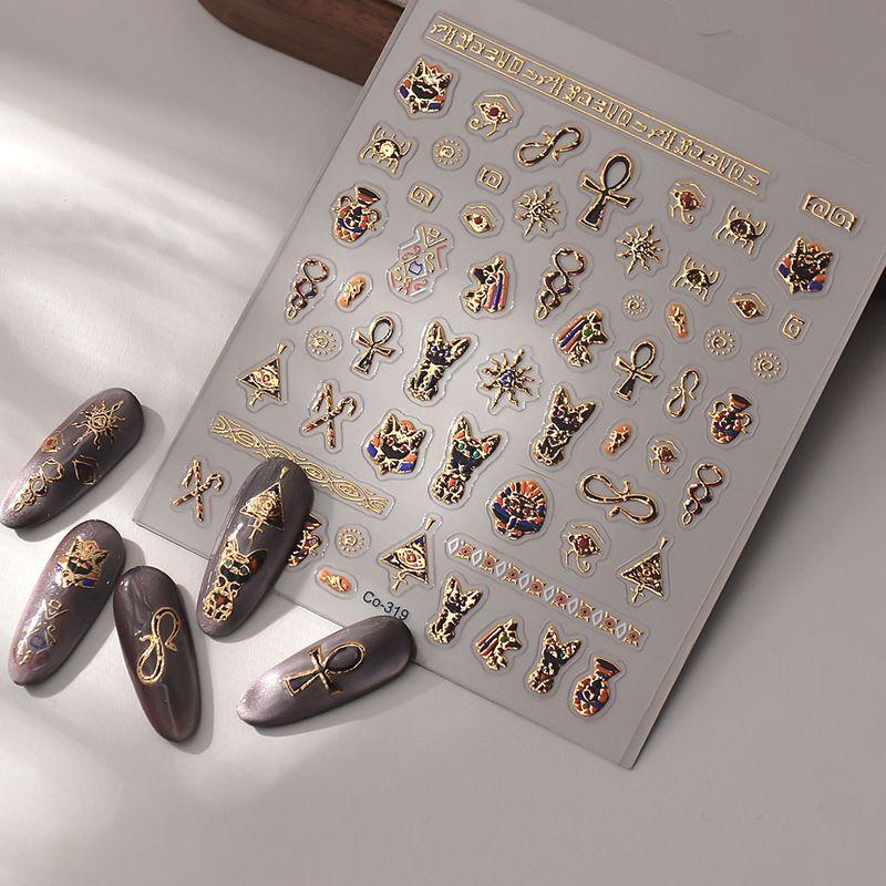 

Craft Cute Cat Gilding Nail Sticker Best Selling Retro Stationery Nail Sticker Egyptian Cat 319 Gold Default