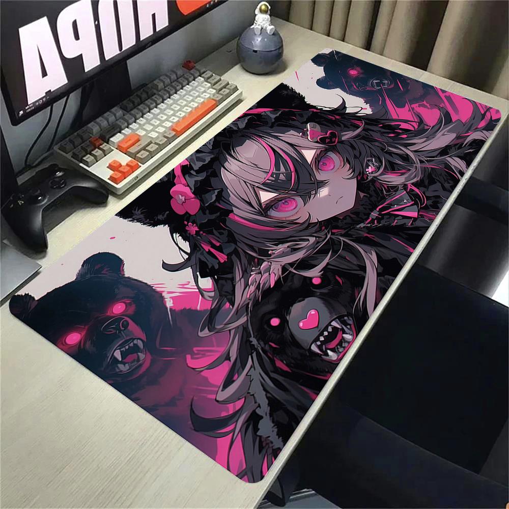 Anime Girl Mouse Pad Speed NonSlip Gaming Desk Mat Laptop Keyboard Tray Office Pc ESports Kawaii Black Red