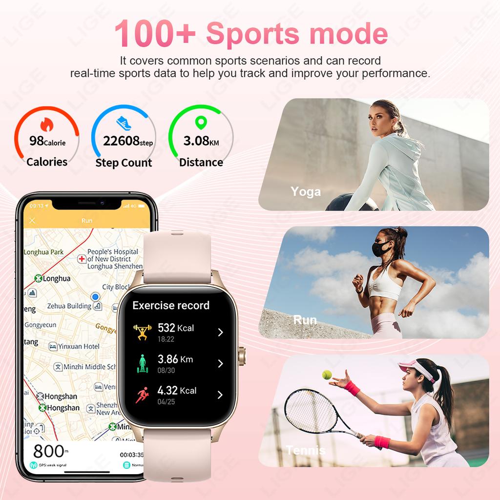 2025 Nouvelle Montre Connectée Tendance pour Femmes Écran HD 1,85" Cadran de Montre Personnalisé Montre Moniteur de Santé pour Femmes Appel Bluetooth Montres Connectées Sportives