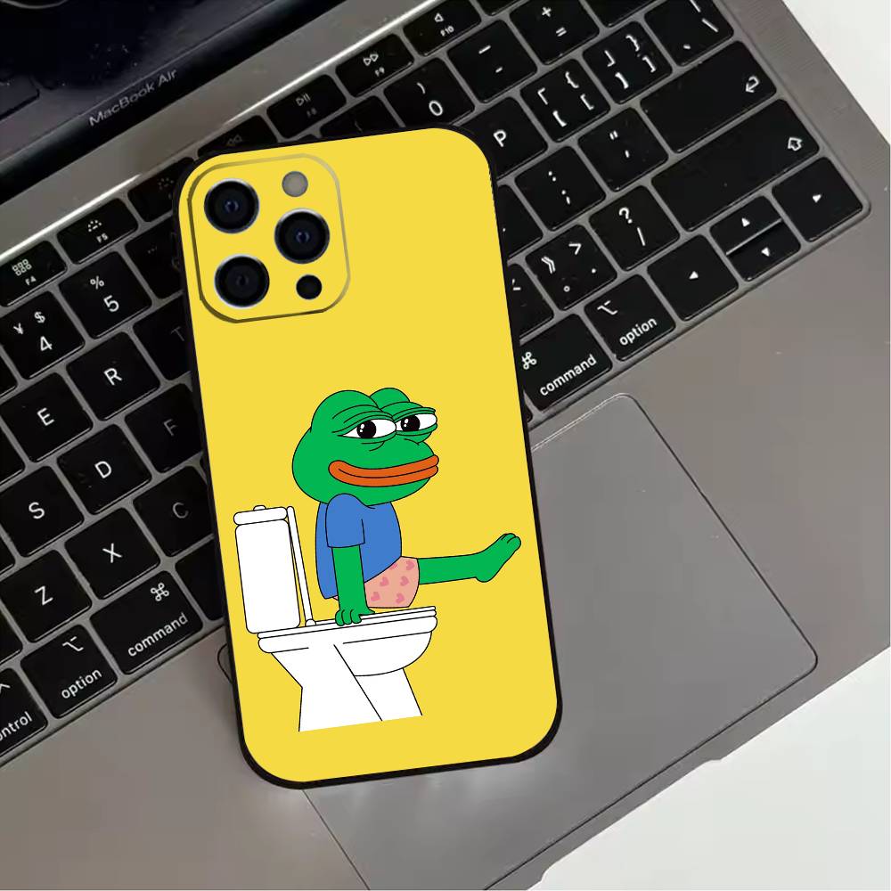 Funny P-Pepe Frog Sad  Phone Case For iPhone 17,16,15,14,13,12,11 Plus,Pro Max,XS,Soft Silicone Black Cover