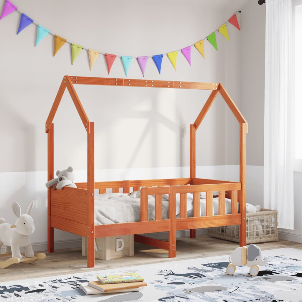 Kids  House Bed Wax Brown 70 X 140 Cm Pine