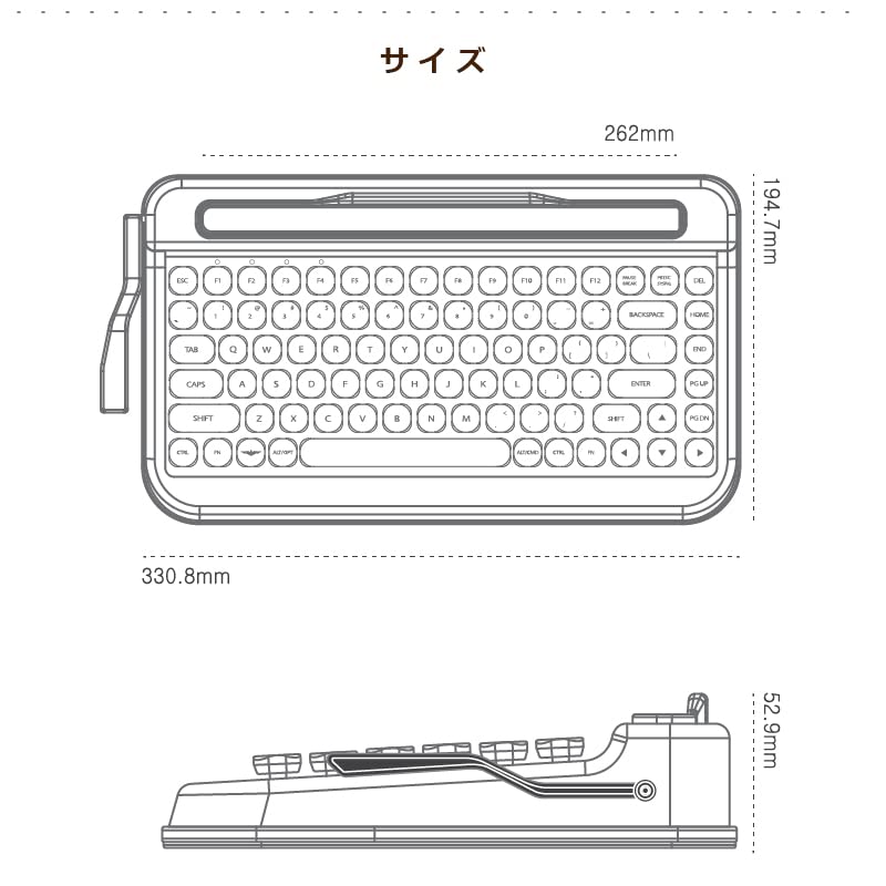 Aias Retro Keyboard PENNA RED Typewriter-Style