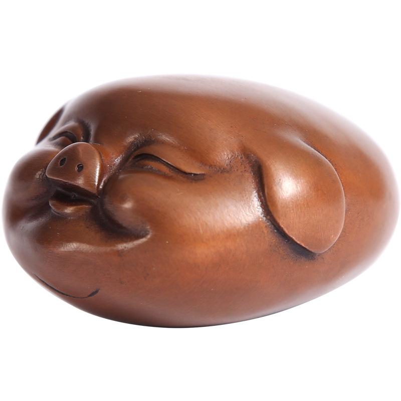 Mini Home Decor Cute Fortune Ornament Creative Zodiac Pig Copper Decoration Small Plaything