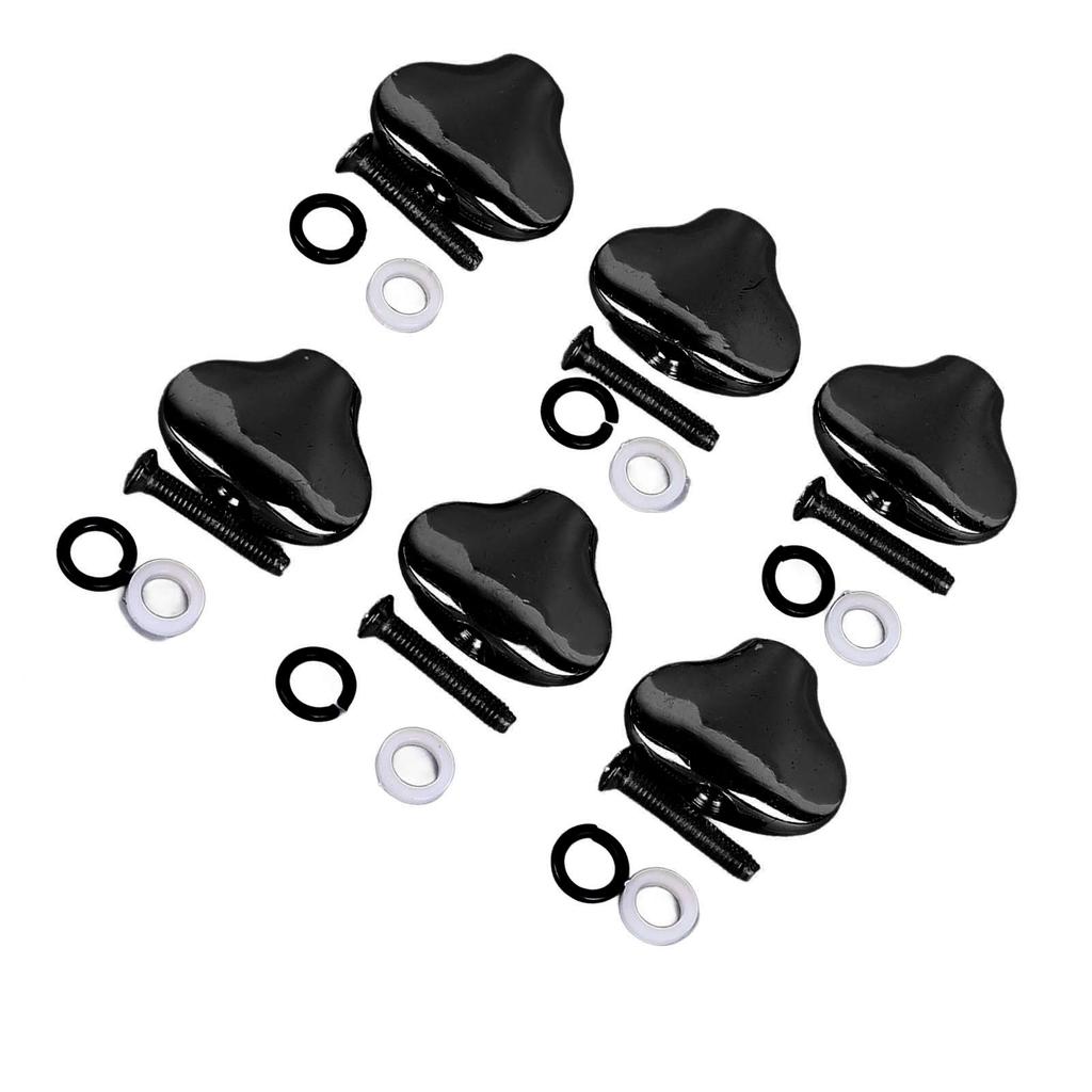 6 Pcs Guitar Machine Head Button Exquisite Fish Tail Shape Comfortable Grip Metal Tuning Peg Head Black