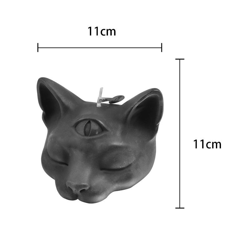 Three-eyed Cat Round Bead Three-dimensional Cat Head Home Decoration Halloween Aromatherapy Candle Atmosphere