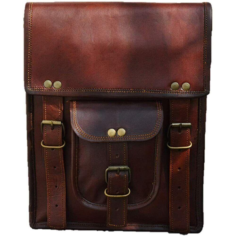 Handmade Genuine Vintage Brown Goat Leather Sling Side Handbag Cross Body Bag