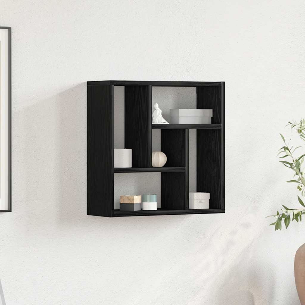 Schwarzes Wandregal, hängendes Dekorationsregal, Dekoratives Ablageregal, 45x16x45 cm Spanplatte