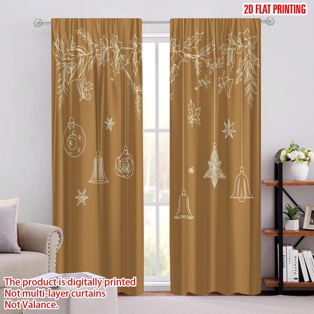 

2pcs,2D plane printing Pattern Curtains Christmas Bells Stars Holly_a (3) Versatile Polyester Fabric (without rod) Versatile All 52.50 × 116.00 cm 2 pcs