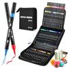 Acrylic Marker Pen Set, 60 Colors, with Storage Bag, Water-Based, Non-Toxic, Waterproof, Quick-Drying, Light-Resistant, with Thick and Fine Ends, for