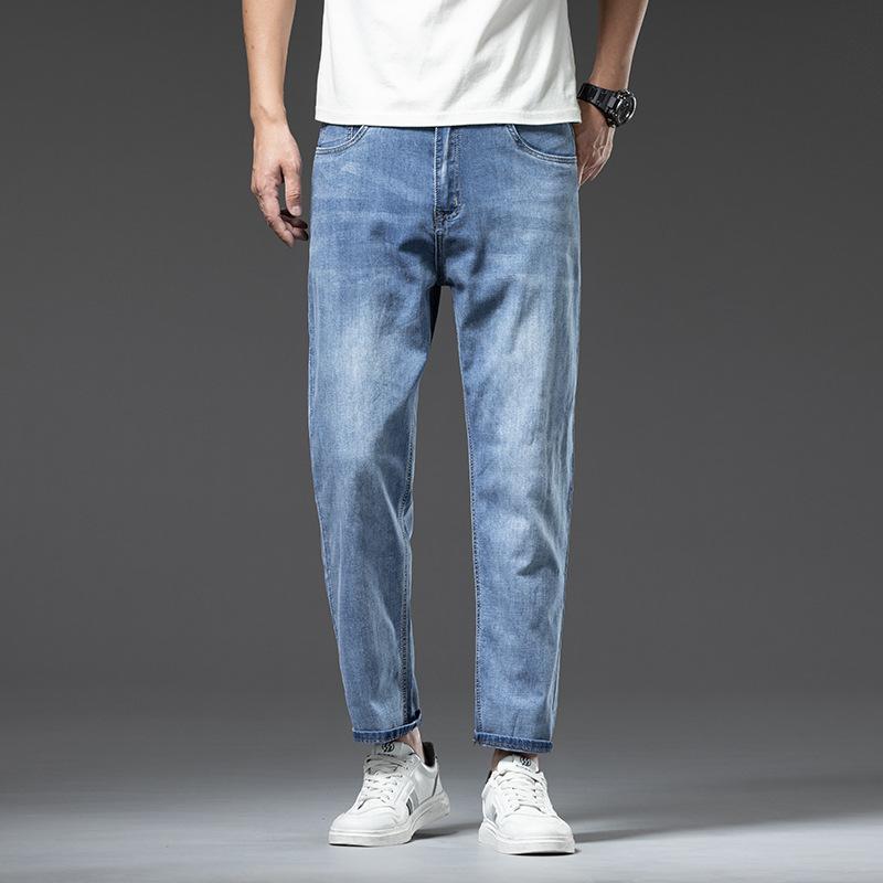 Nine-point Pants Straight-leg Denim Summer Casual Thin Jeans Men's Straight-leg Loose Trend Korean Style Versatile Nine-point Pants