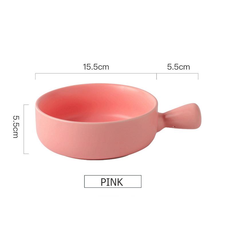 6 Inch Porcelain Baking Plate Dessert Bowl Ramekin Baker Dinner Plate Pasta Dishes Baked Rice Bowl with Handle Microwave Safe