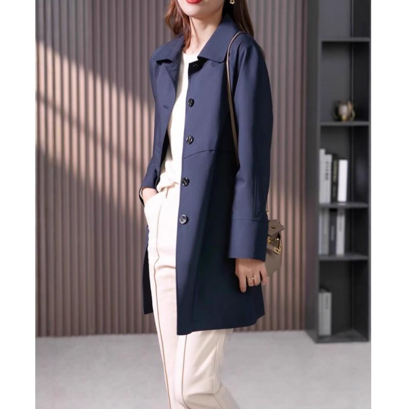 Women's Spring and Fall British Temperament In The Long Windbreaker Korean Style Straight Jacket