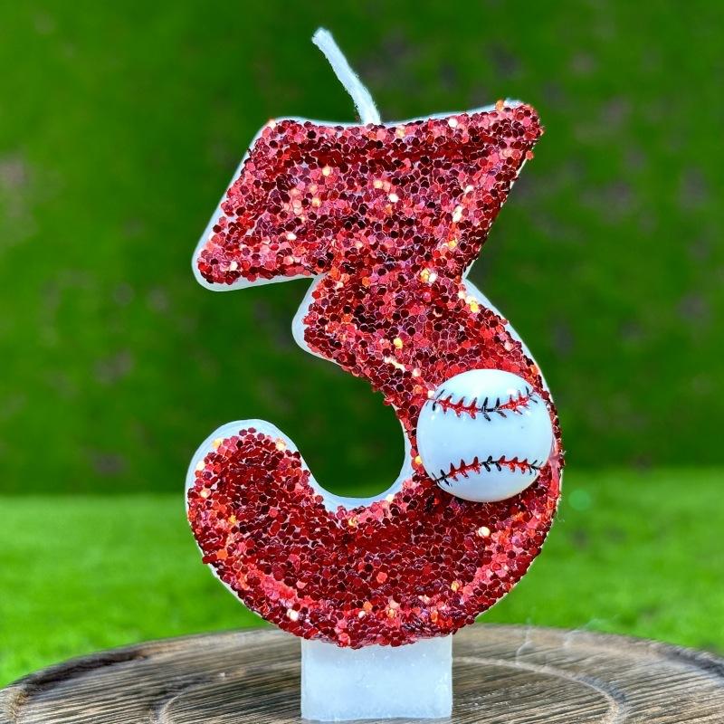 Children's Birthday Candles 0-9 Number Baseball Candle for Boy Original Birthday Candles Party Cake Topper Decoration