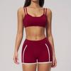 Damen Slim Fit Weißer Kontraststich Yoga und Laufen Fitness Set