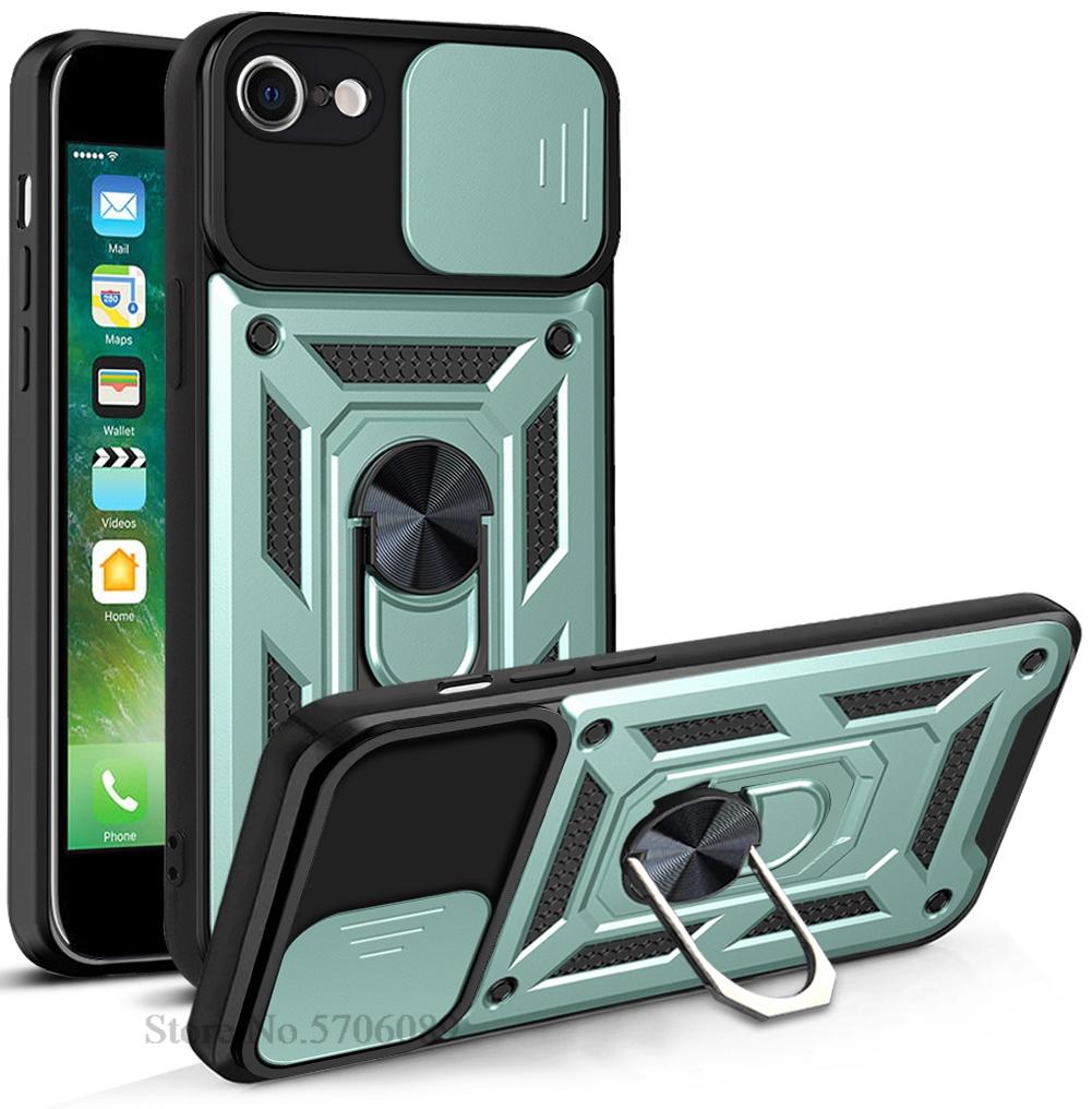 For iPhone SE 2020 Case SE 2022 SE 2 3 SE2 SE3 Shockproof Armor Lens Protector Phone Cover For iPhone 7 8 iPhone7 Case With Ring