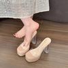 Crystal Slippers Women Wear Small Transparent High Heels Thick Heel Sandals Summer New Niche Sandals