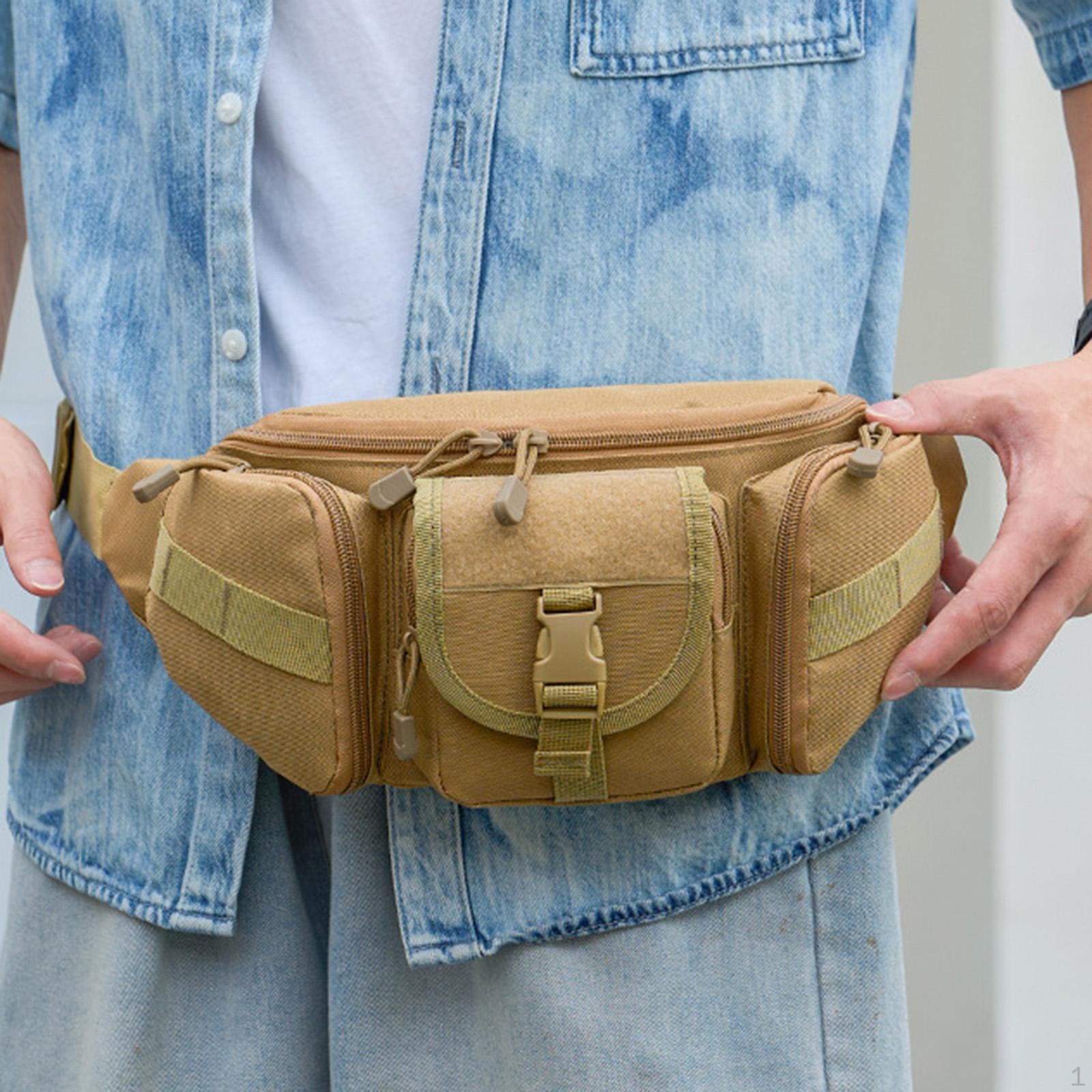 

Поясная сумка Fanny Pack, прочная, с несколькими карманами, многоцелевая, практичная сумка на пояс для использования на открытом воздухе хаки