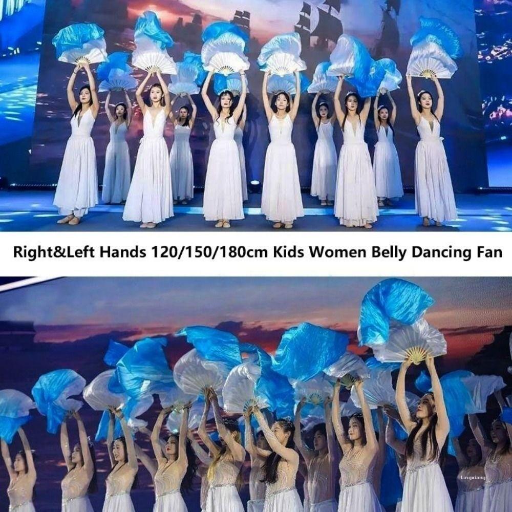 Tricolor Gradient Gradient Color Dancer Fan Right&Left Hands Rayon Silk Fans