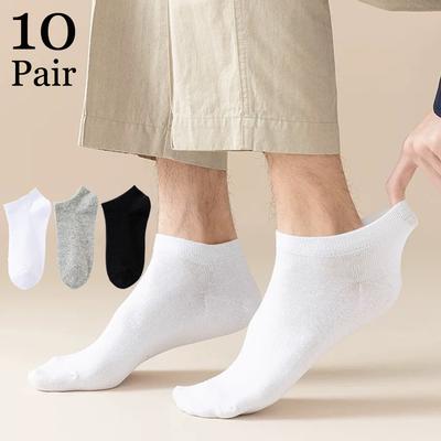 10 Pair No-Show Ankle Socks Unisex- Lightweight Pure Cotton Breathable & Moisture-Wicking, Odor-Resistant Athletic Socks for Summer