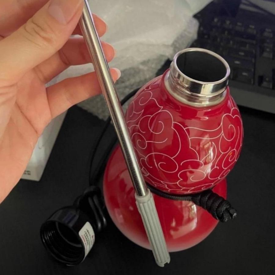 1ks Dýňová láhev na vodu s motivem Xiangyun, 19,6oz/580ml, dvouplášťový vakuově izolovaný hrnek z nerezové oceli 316, nepropustný, úzké hrdlo,