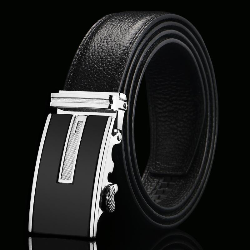Open Edge Cowhide Belt Men's Real Cowhide Business and Casual Automatic Buckle Belt