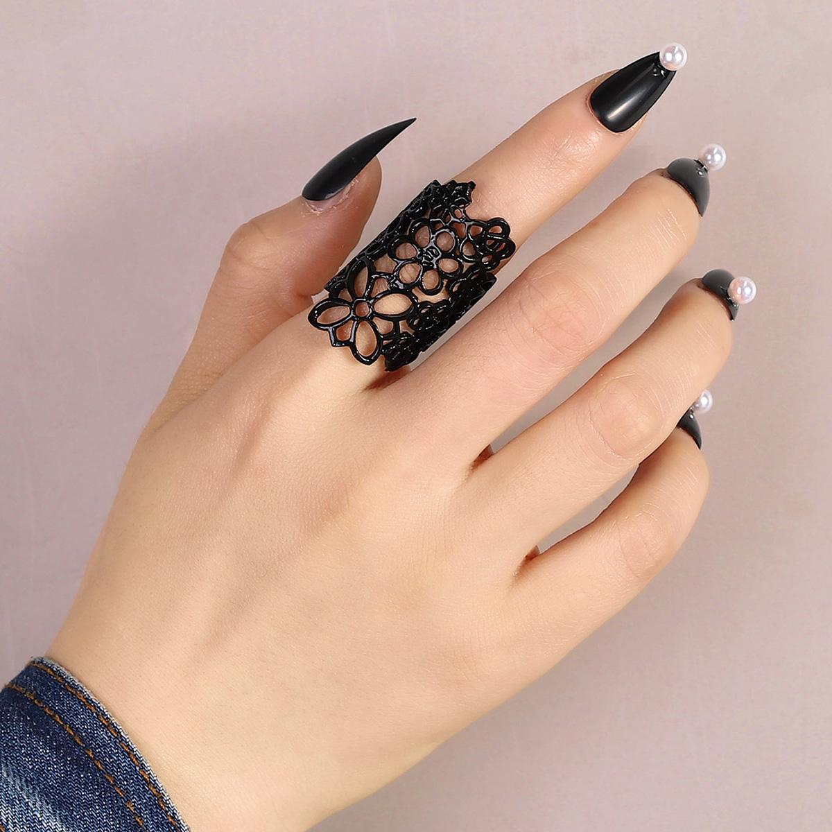 

1 шт. винтажное этническое кольцо для женщин с вырезом из циркона, повседневный универсальный аксессуар