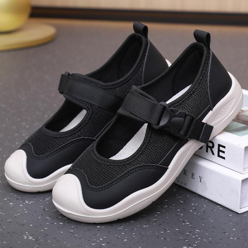 

Весна и лето 2025 новые повседневные спортивные туфли Мэри Джейн женские модные уродливые милые удобные не устают ноги обувь медсестры женская сетчатая обувь 41 чёрный