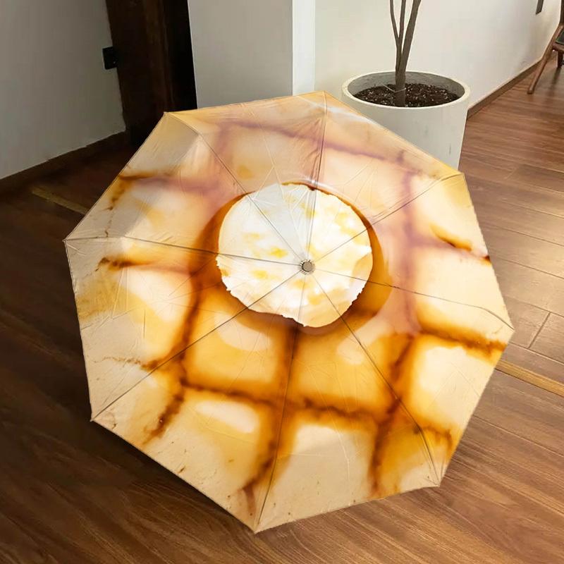 

1pc Waffle, Ice Cream Automatic Open/Close Umbrella, Folding Compact Umbrella with Lightweight Design for Women/Men yy251011074