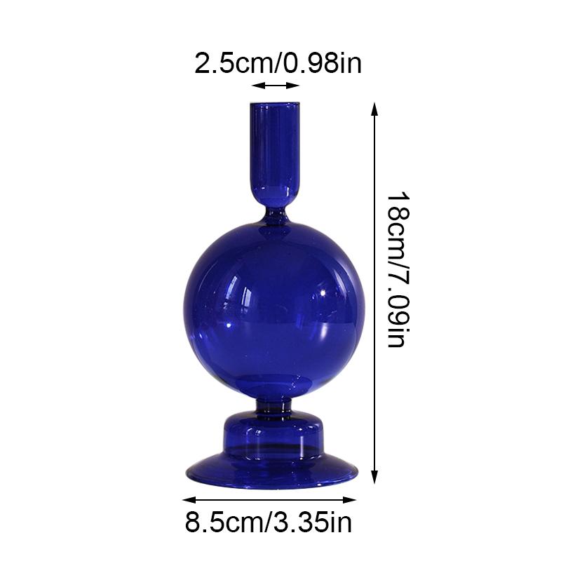 1pc Bougeoir en Verre Vase à Fleurs Décoration d'Intérieur Porte-Bougie en Verre Nordique Vase à Fleurs Artisanat Vintage Romantique Porte-Bougie