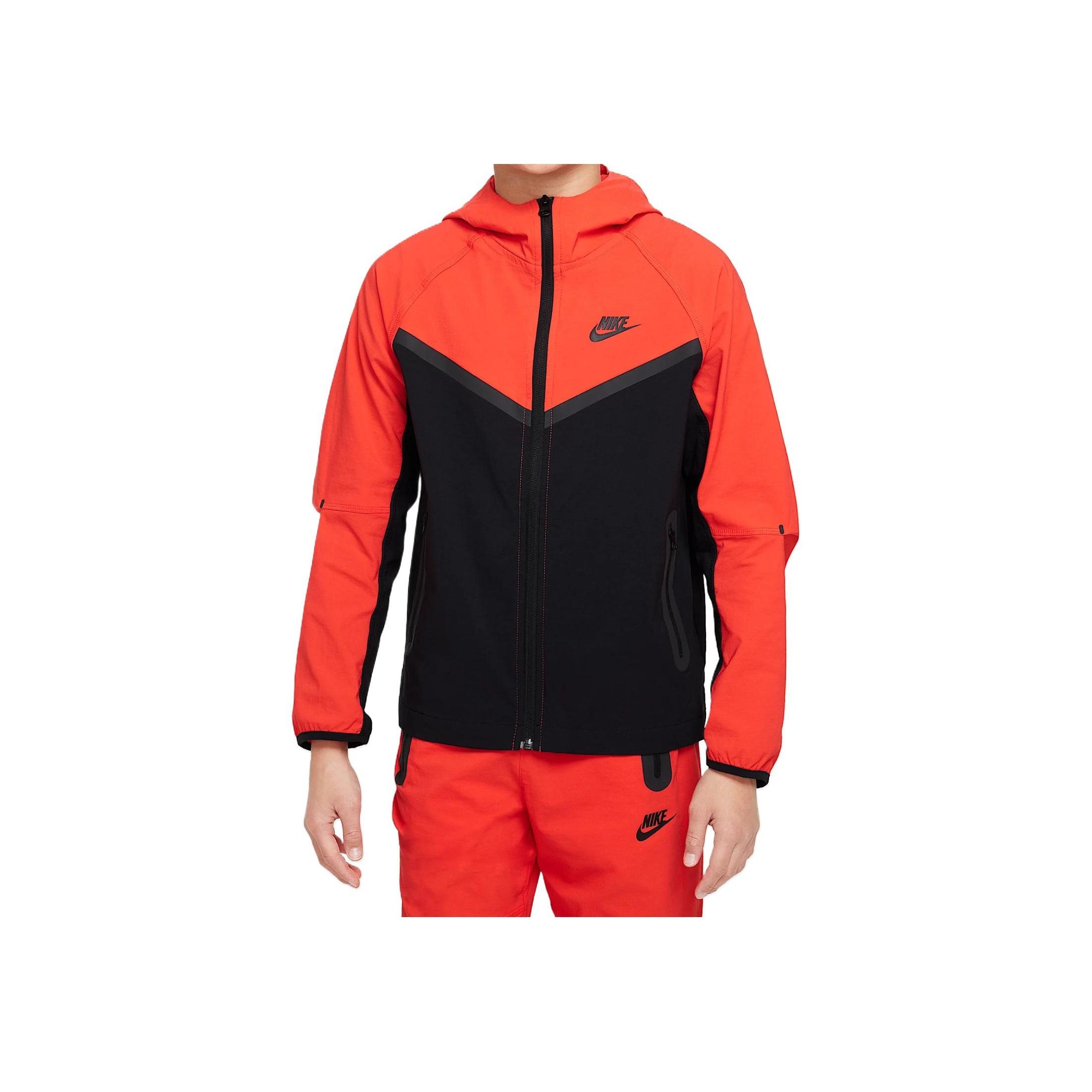 Nike Color Block Hooded Zipper Long Sleeve Jacket Kids jackets Orange HQ8911-011 M