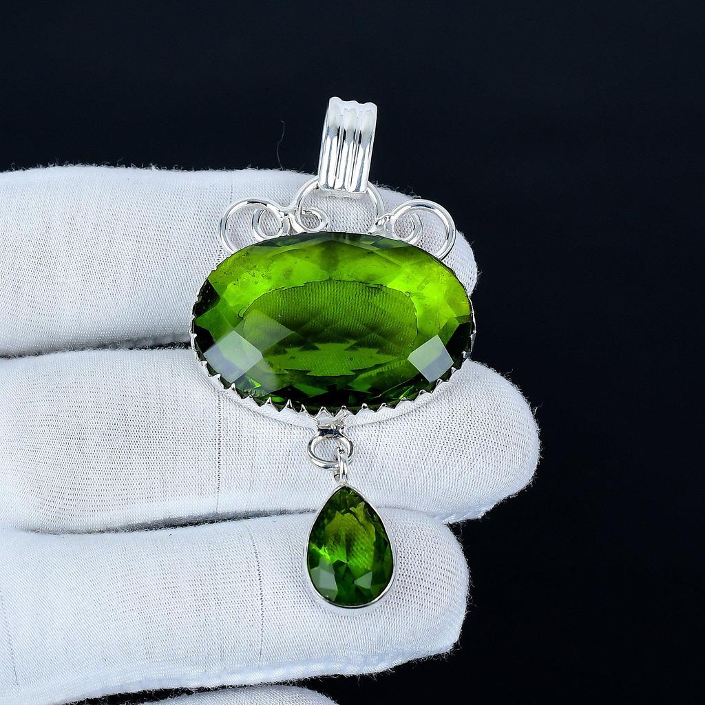 Unique Peridot Pendant, 925 Sterling Silver Handmade Jewelry, Peridot Silver Pendant, Party Wear Jewelry For Women's, Pendant Christmas Jewelry