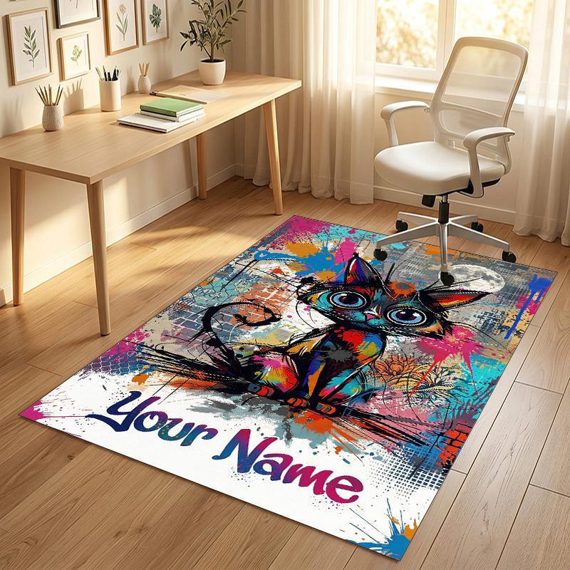 Coffee Theme Soft Crystal Velvet Rug Custom Name & Text Print Non Slip Floor Rug for Bedroom Living Room