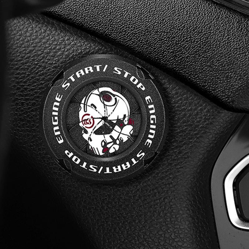 Auto Start-Stopp-Knopf Abdeckung Dreh-Druck Start Zündungsabdeckung Kratzfest Kreativ Cool Auto Motor Startknopf Schutzabdeckung